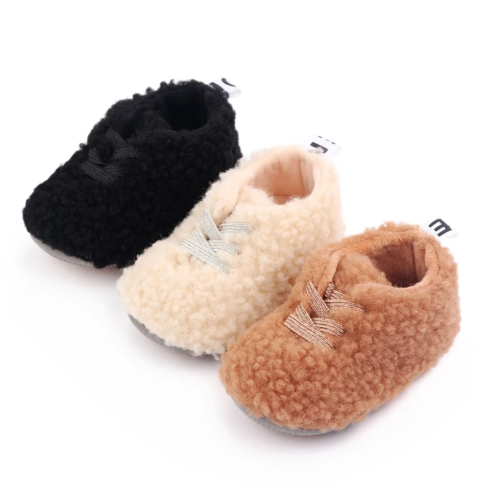 

Winter Baby Girls Shoes Plush Warm Slip-On Walker First Infant Cotton Casual Shoes Unisex, Black/brown/beige