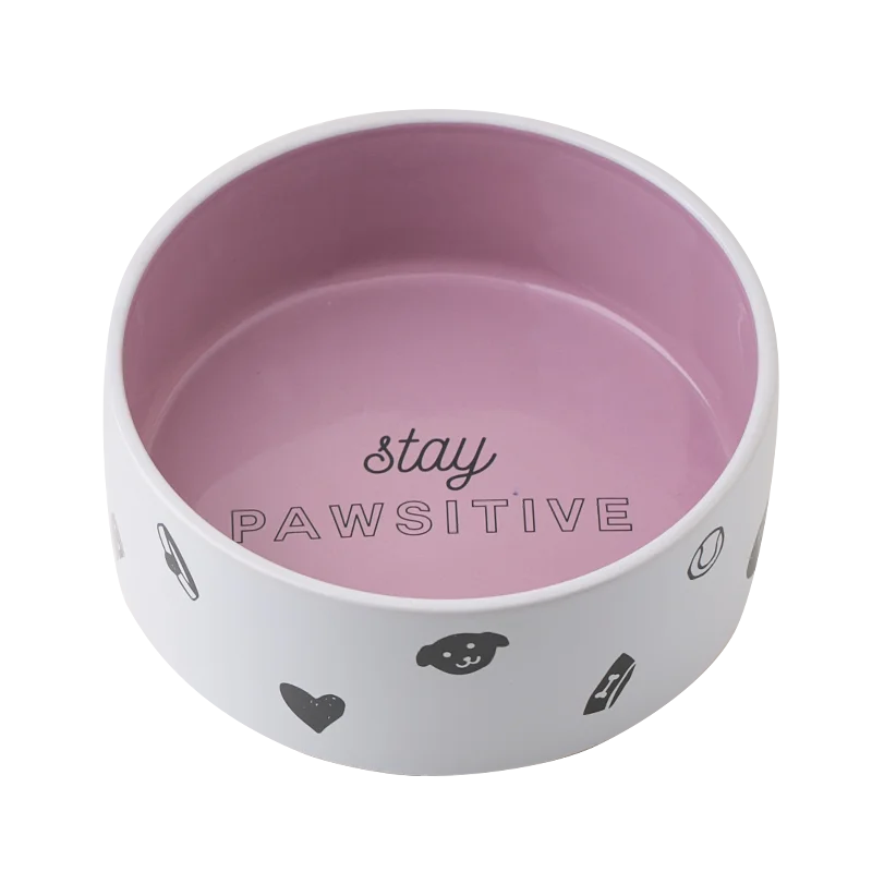 

Factory Direct Sale OEM Ceramic Pink White Dog Bowl Custom Pet Food Water Feeder Bowl For Dogs Cats