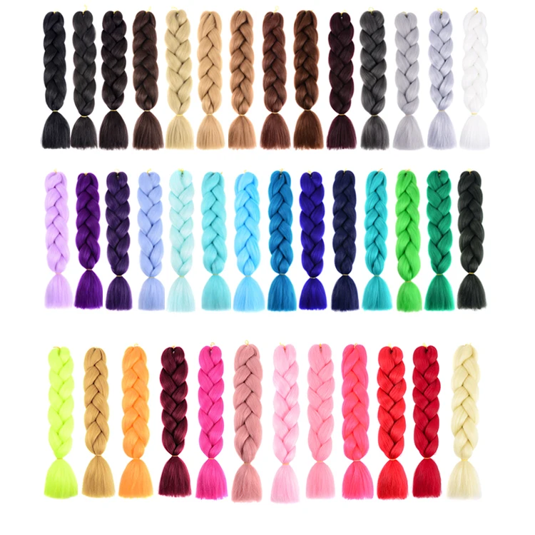 

Hot Selling Colorful 24 Inch 100G Private Label Synthetic Single Colors Ombre Jumbo Expression Wholesale Yaki Braiding Hair