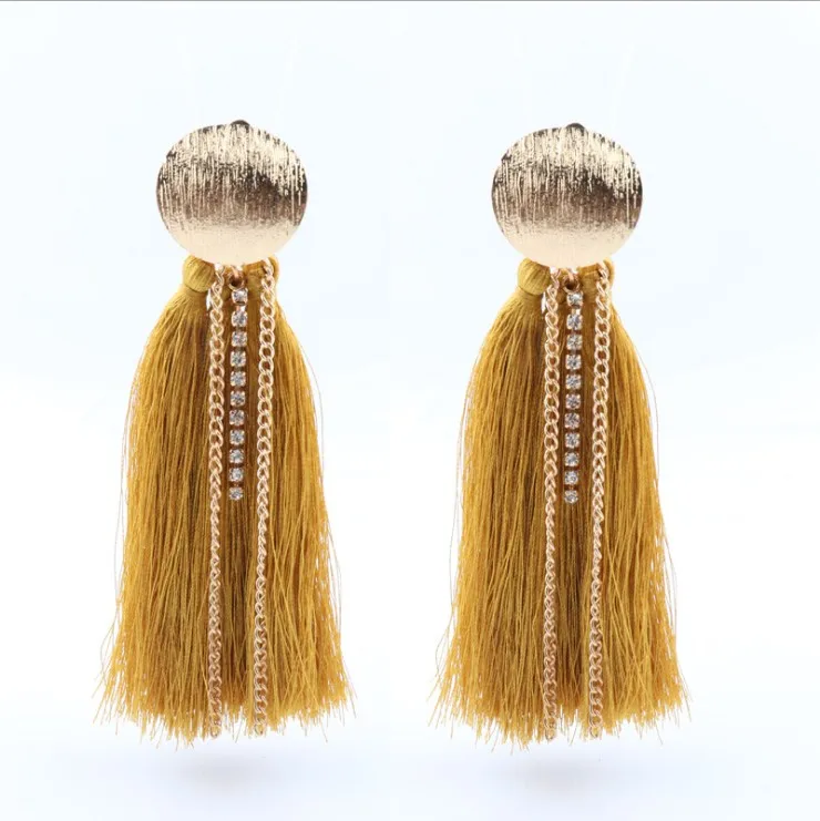 

Boho earrings with dramatic fringe long earring