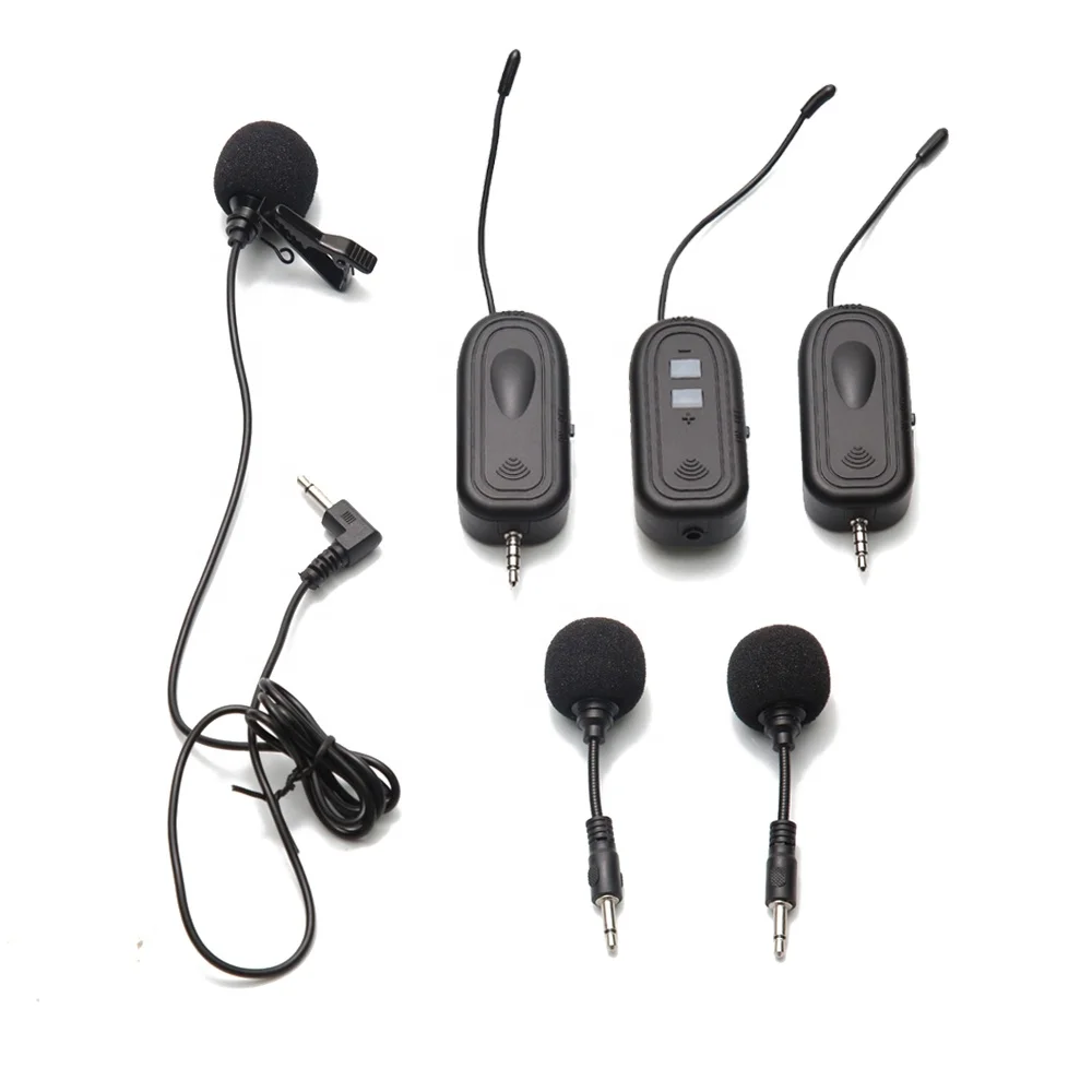 

Professional rechargeable universal dual wireless microphone for mobile, Black