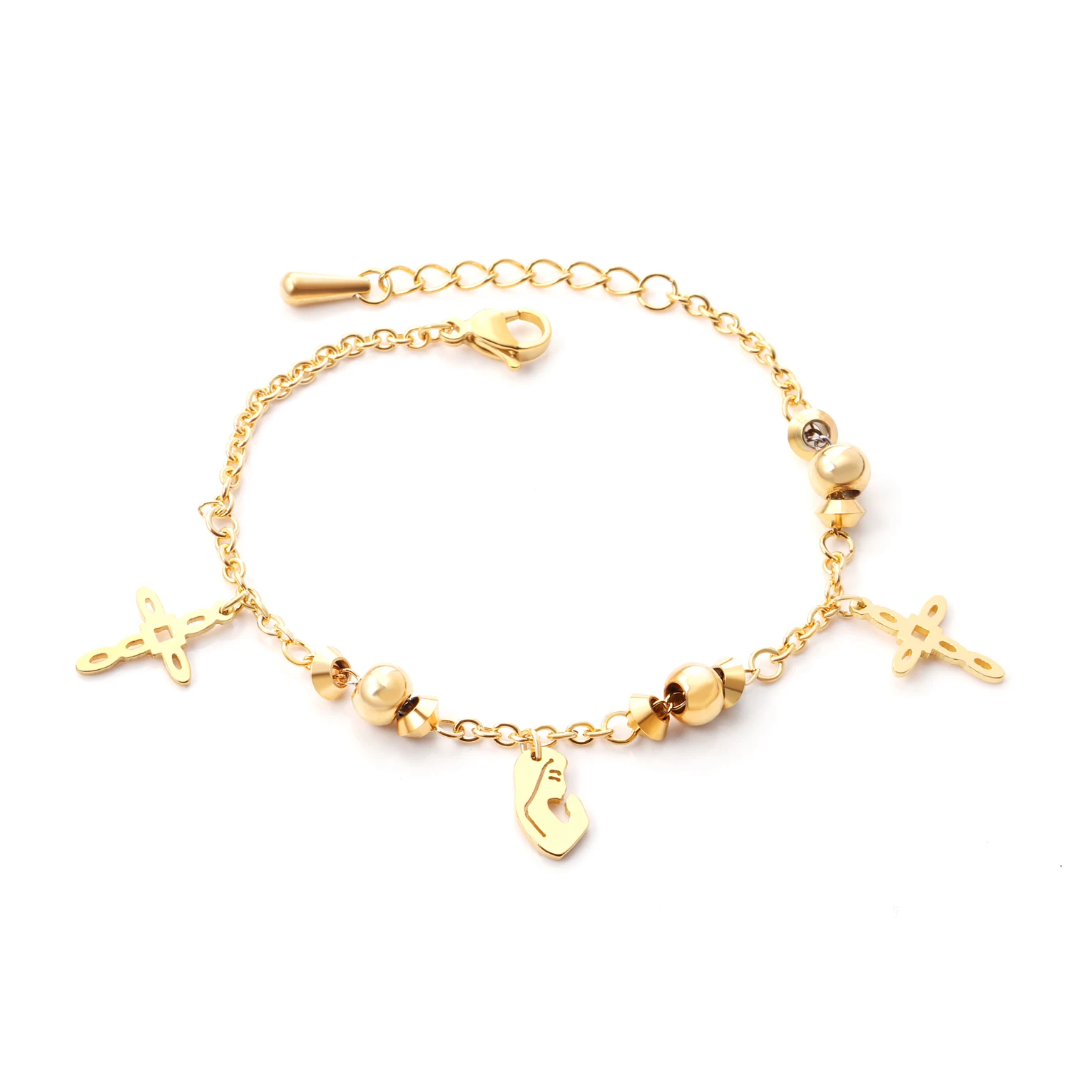 

Simple Fashion Stainless Steel Women Creative Cross Charm Bracelet Chain Bracelet