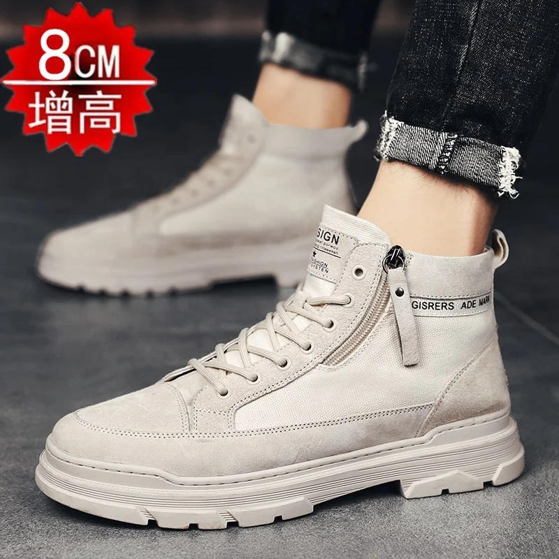 

Men's height increasing insole winter season 10cm increased elevator 8cm high top Dr.M Boots daily glued shoes men