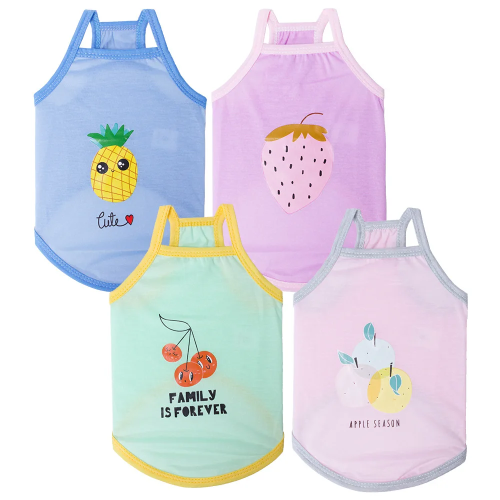 

Amazon Hot Sale Summer Pet Clothing Puppy Clothes Cute Fruit Print Camisole Dog Vest Wholesale, 4 colors