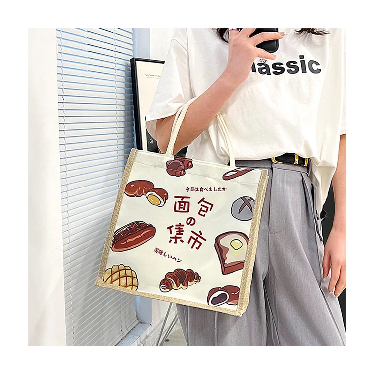 

Factory Small Reusable Shopping Bags Shopping customized plain high quality Strawberry Burlap Bag ins popular canvas tote bag, Customized color