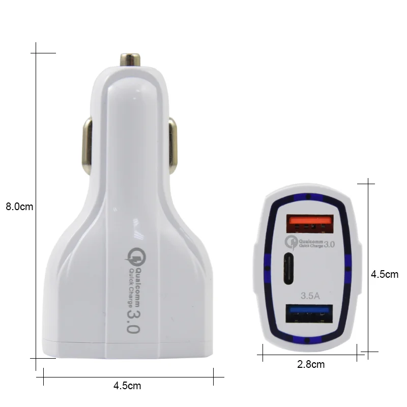 

Factory direct wholesale PD TYPE C USB car charger USB power adapter in car for charging mobile phones