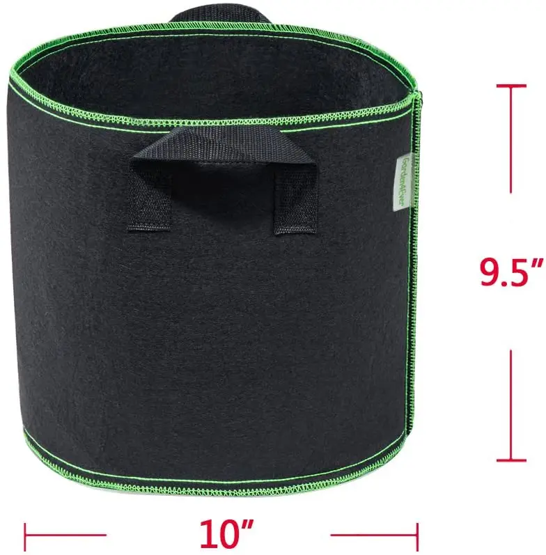 

Free Samples 5 Pack 5 7 10 15 25 30 100 Gallon Felt Grow Bags 300G Thickened Fabric Pots with Handles, Black