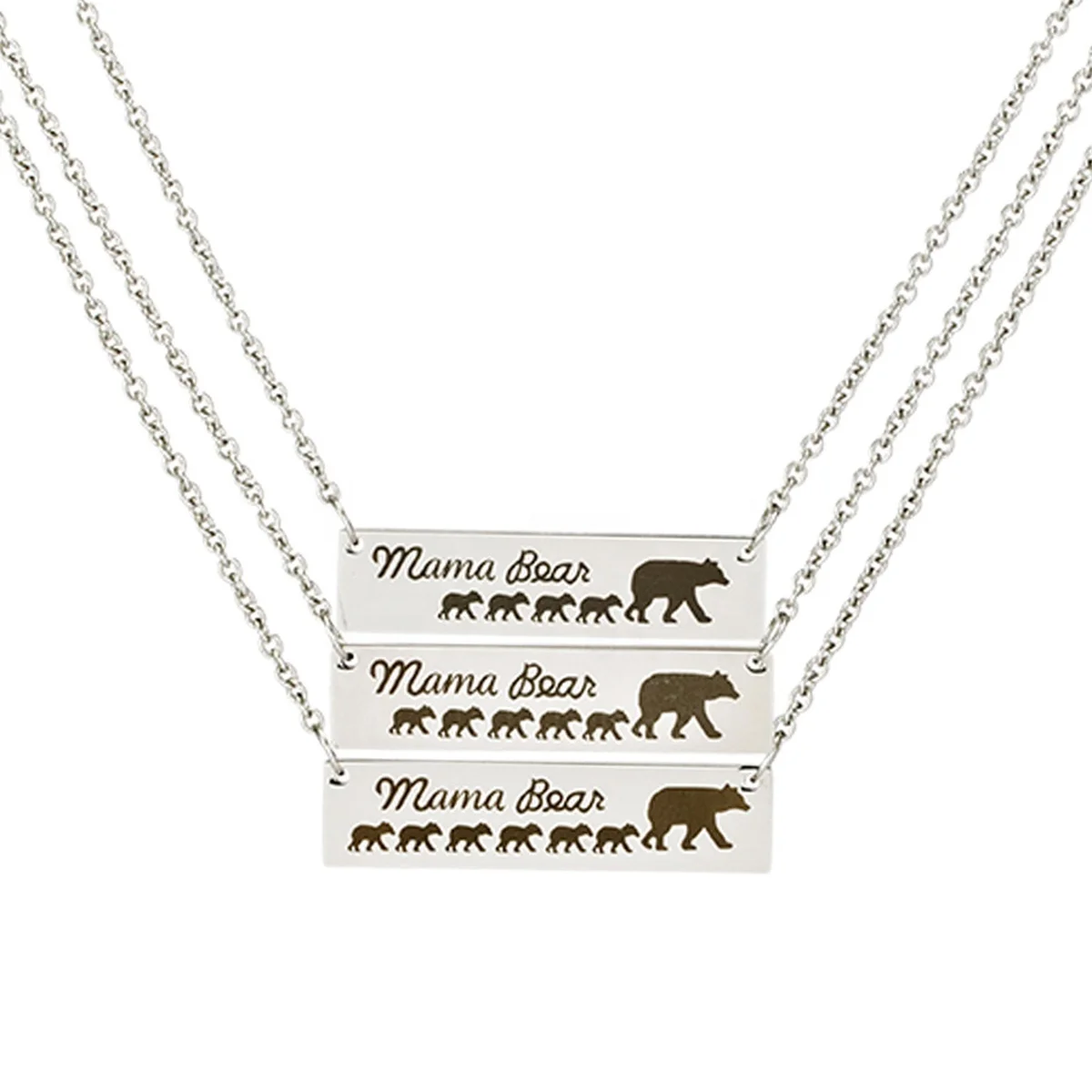 

Jewelry Mother's Day Gift Mama Bear Animal Letter Best Friend Stainless Steel Necklace