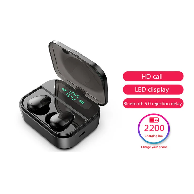 

new Amazon hot sale F9-5C X7 tws chargeable wireless BT earbud for smart phone, White, black