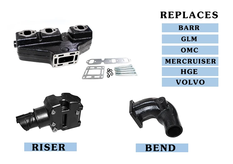 Wholesale Mercruiser 4.3 V6 Exhaust Manifold Risers Kit Buy Mercruiser V6 4.3 Manifold Kits