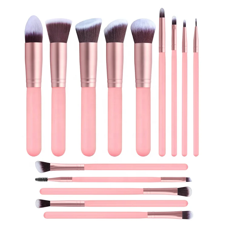 

14pcs Black Luxury Wooden Premium Customized Cheap Top Face Synthetic Professional Private Label Pink Makeup Brushes Custom Logo