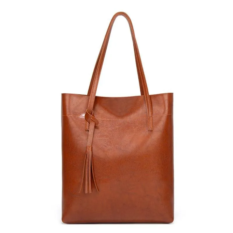 

New Fashion Women Vintage Tassel Tote Bag with Zipper