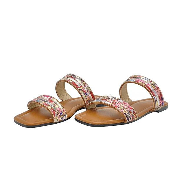 

2021 new color stitching design women's outdoor slippers