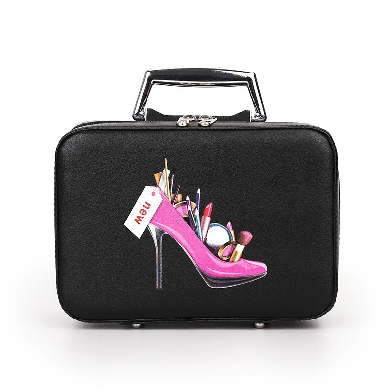 

Lovely luxury UV printing pvc leather small traveling lady cosmetic make up box