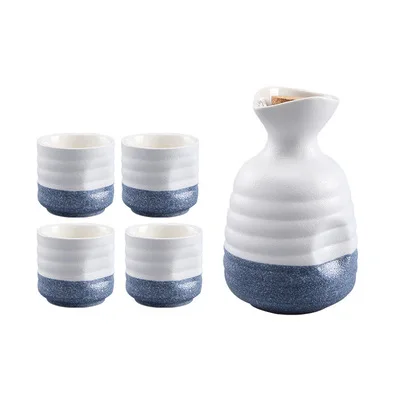 

Cheap price stoneware textured sake cups wine sets ceramic japanese sake set