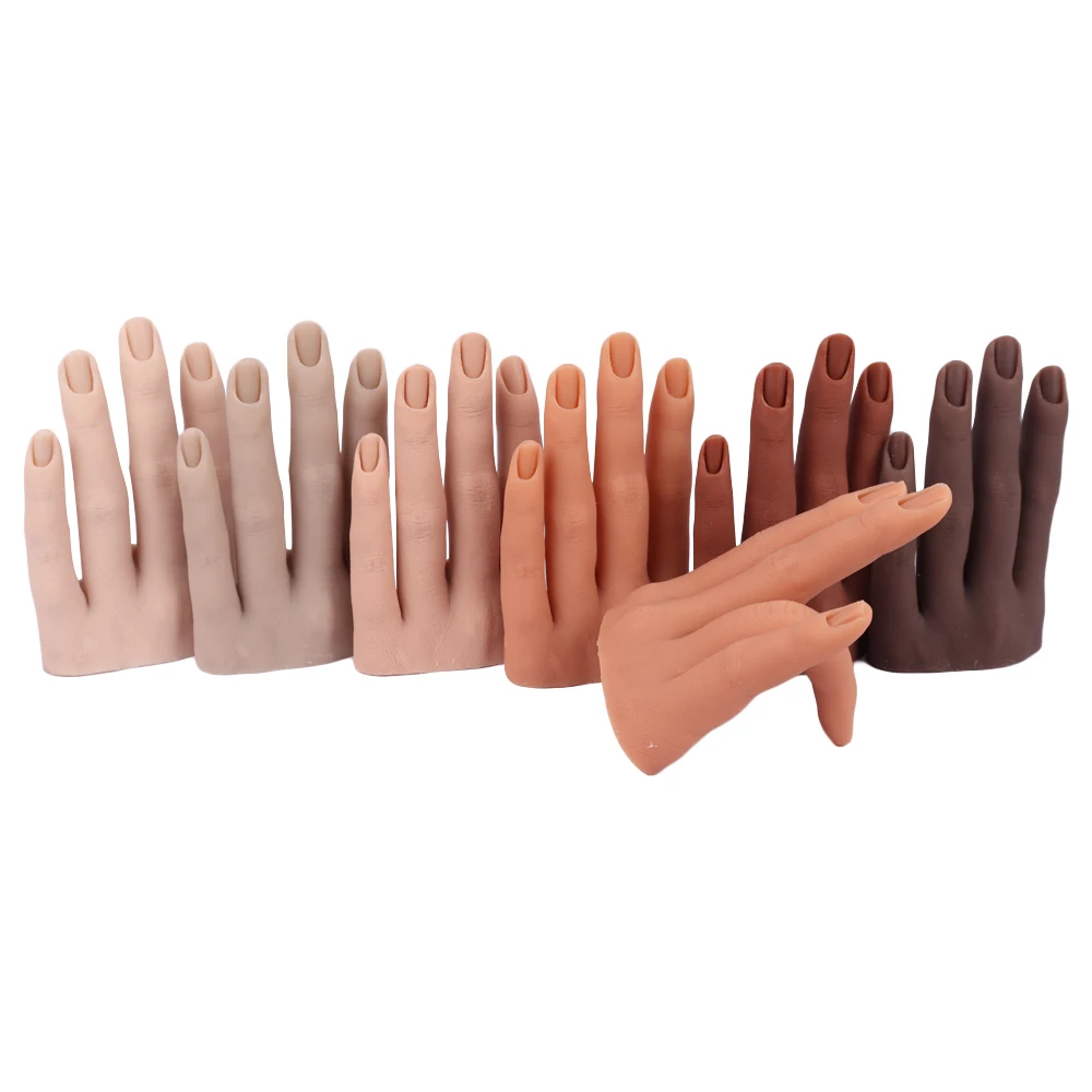 

Hot Selling Realistic Silicone Hand Model for Nail Art and Artificial Silicone Hand for Mannequin Practice Finger Trainer, 6 colors available