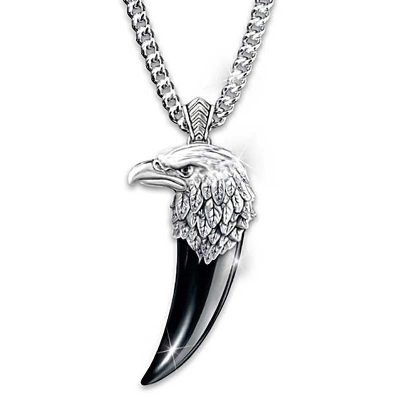 

Punk Statement Eagle Head Spike Pendant Necklace Minimalist Eagle Necklace Enamel Eagle Pendant Necklace for Men and Women