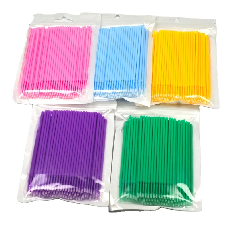 

Mascara Brushes 100pcs/bag Micro Applicator Brush Disposable Eye Lashes Mascara Wands for Eyelash Extension, Pink,blue,green,purple,yellow,black