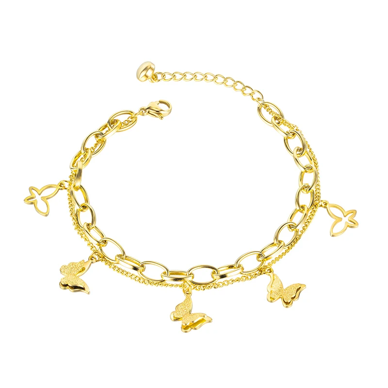 

NAPOLN Trade Insurance Best Selling High Quality Stainless Steel Butterfly Charm Bracelet, Gold
