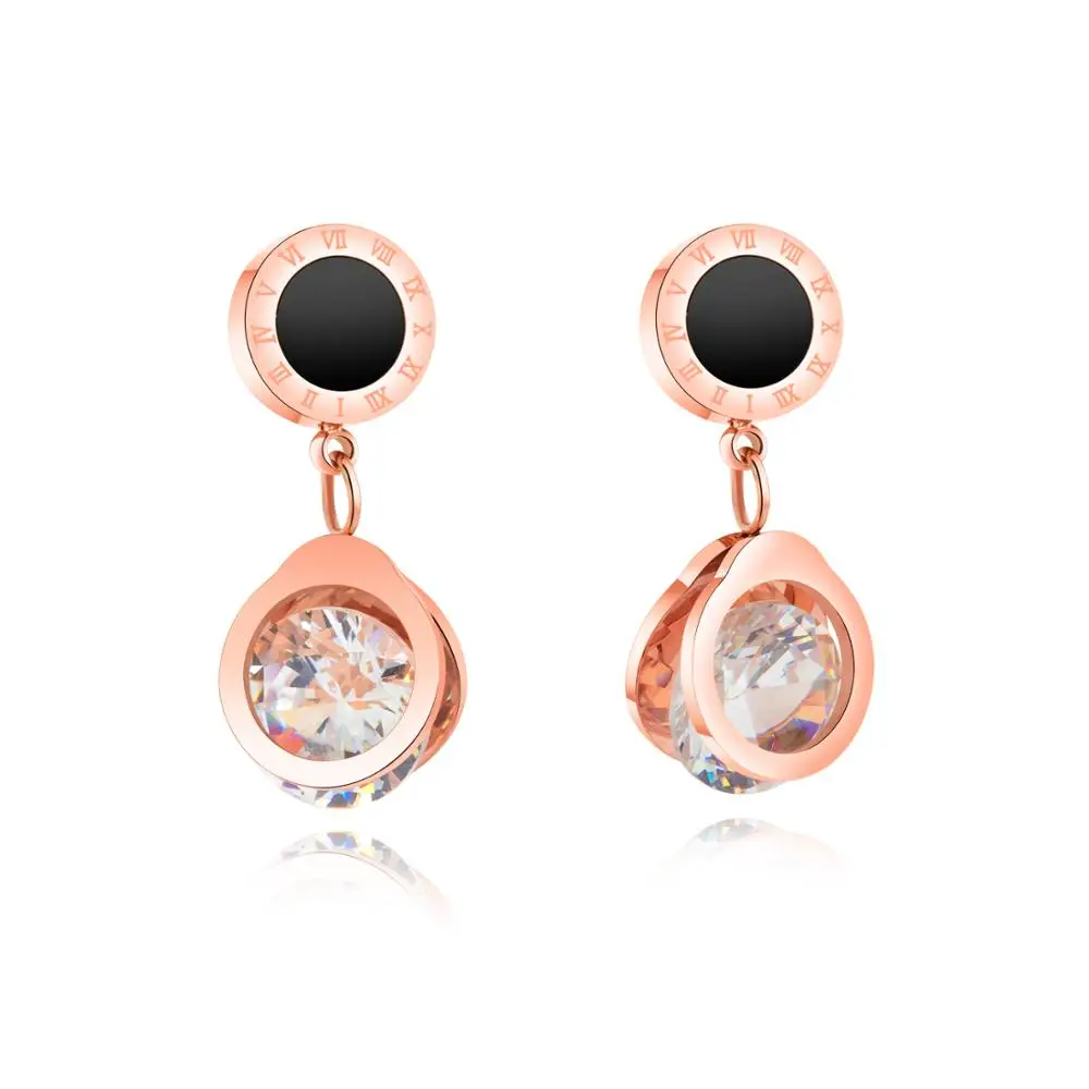 

Fashionable round diamond lined jewelry with gold plated earrings for women