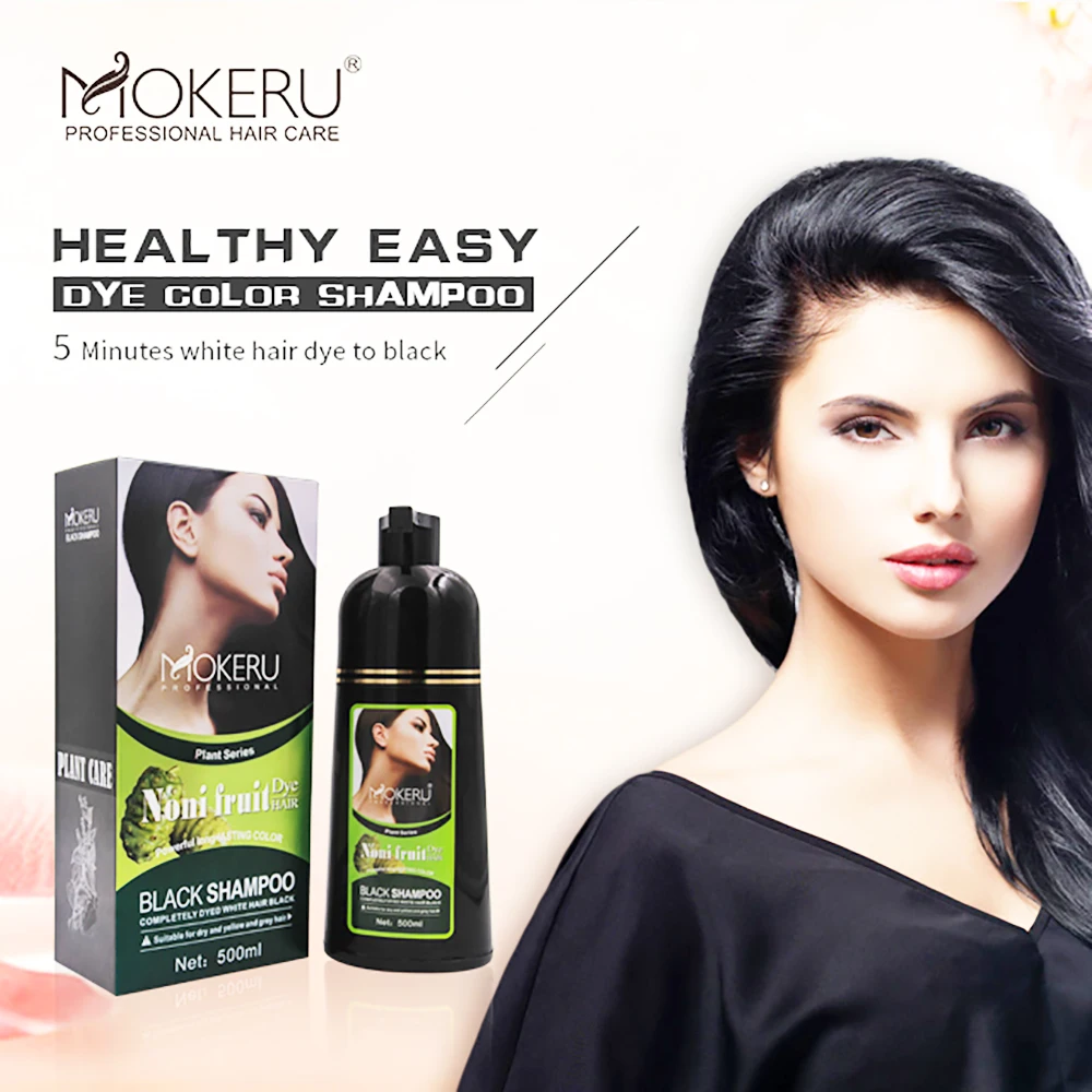 

Wholesale Factory Mokeru Shampoo Wholesale Natural Hair Dye Black Shampoo Noni Plant Permanent Black Color Dye Shampoo, Black colors