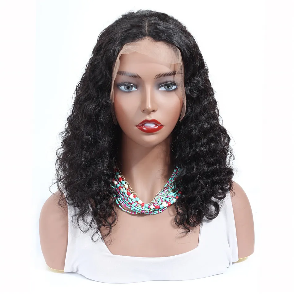 

Yeswigs Deep Wave Human Hair Wig 13*4 Lace Front Short Bob, Unprocessed Brazilian Virgin Hair Wig Wet and Wavy