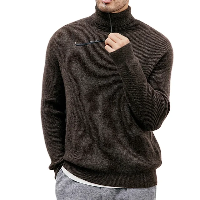 

Autumn and winter new style Men High Neck Textured Knit pullover Sweater yakwool wool Sweater for men, Customized color