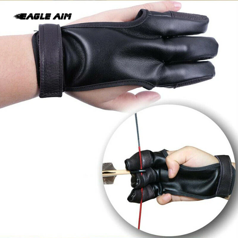 

Archery Protective 3 Finger Hand Leather Guard Safety Right and Left Hand