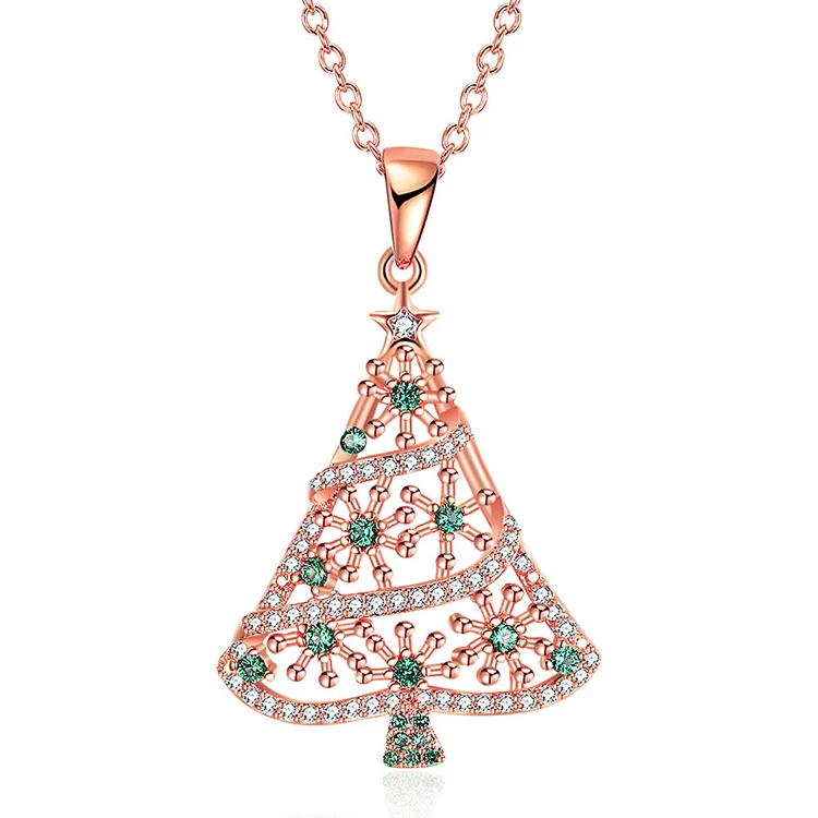 

Fashion Cross Border Jewelry Christmas Beautiful Tree Necklace Wish With Diamond, Red
