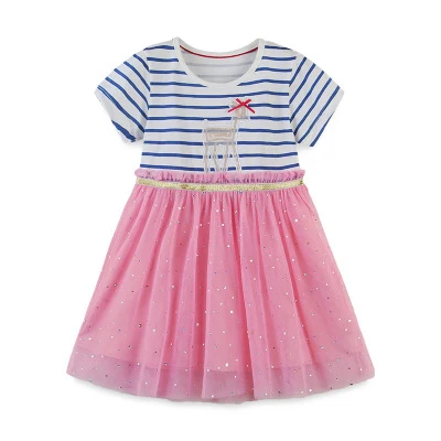 

Fashion Party Dress Kids Baby Girls Striped Sequin Princess Girls Tulle Dress Outfits, Pink