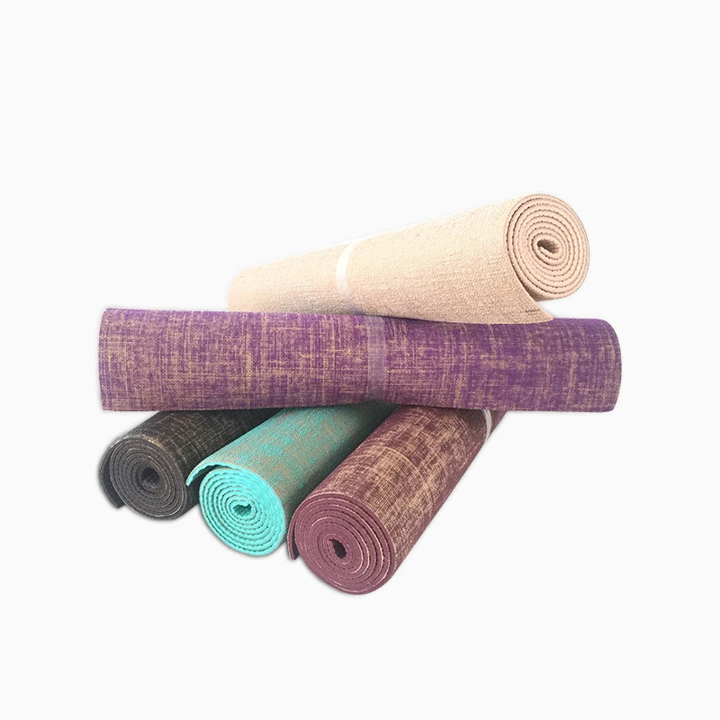 

Custom Print Ashable Non-slip Natural Hemp Jute Linen Colorful High Density Fitness Exercise Yoga Mat