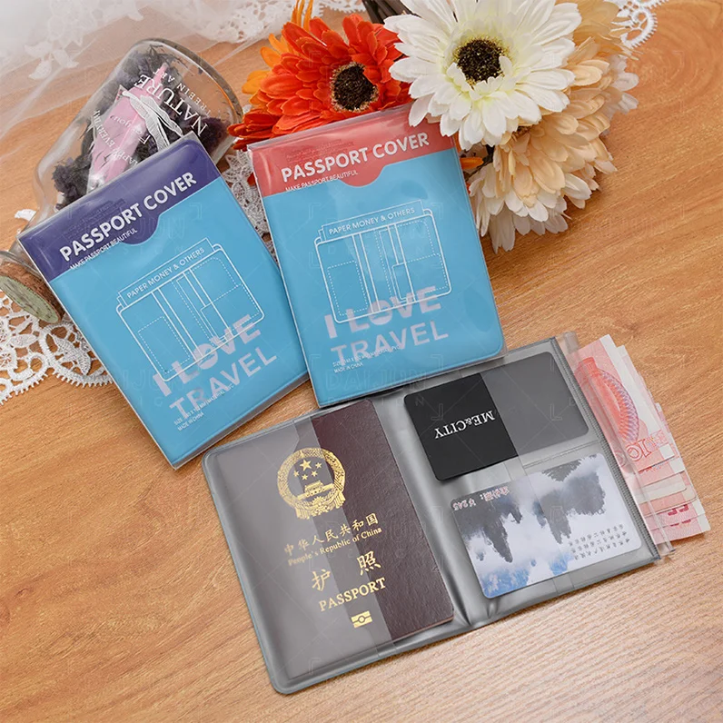 

PVC Travel Documents tickets Passport Holder Wallet pvc personalized passport cover, Various color
