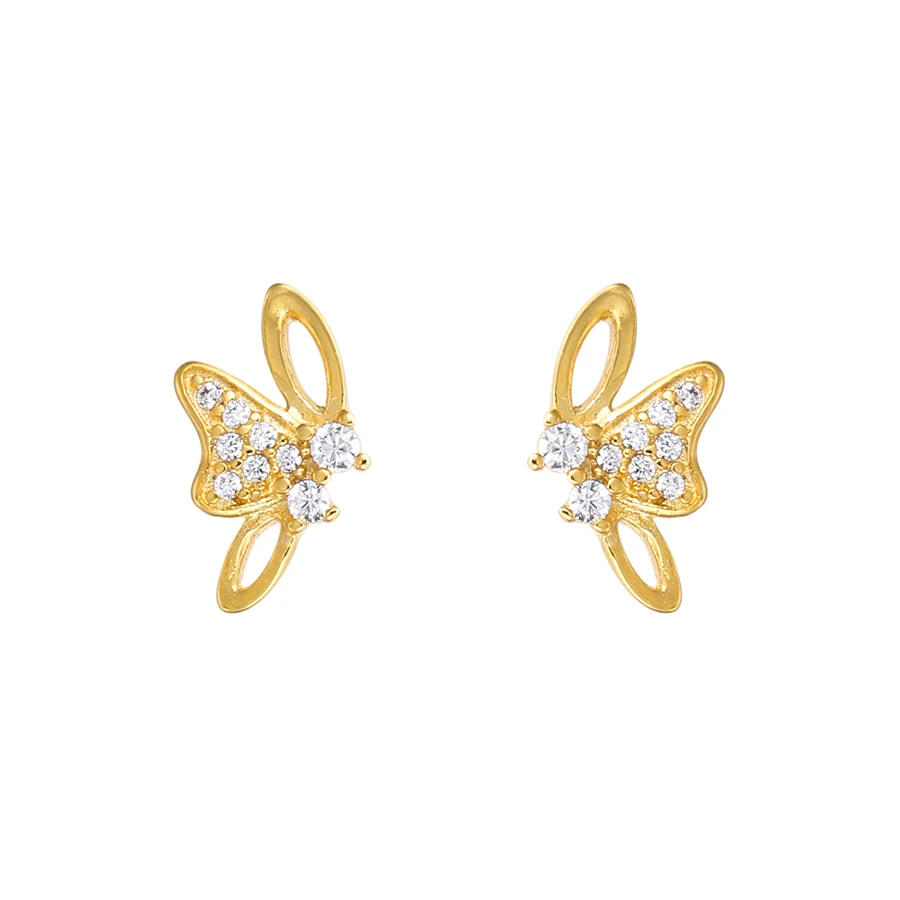 

80472 Xuping custom trendy women earring jewelry 24k yellow gold color butterfly stud, 24k gold color