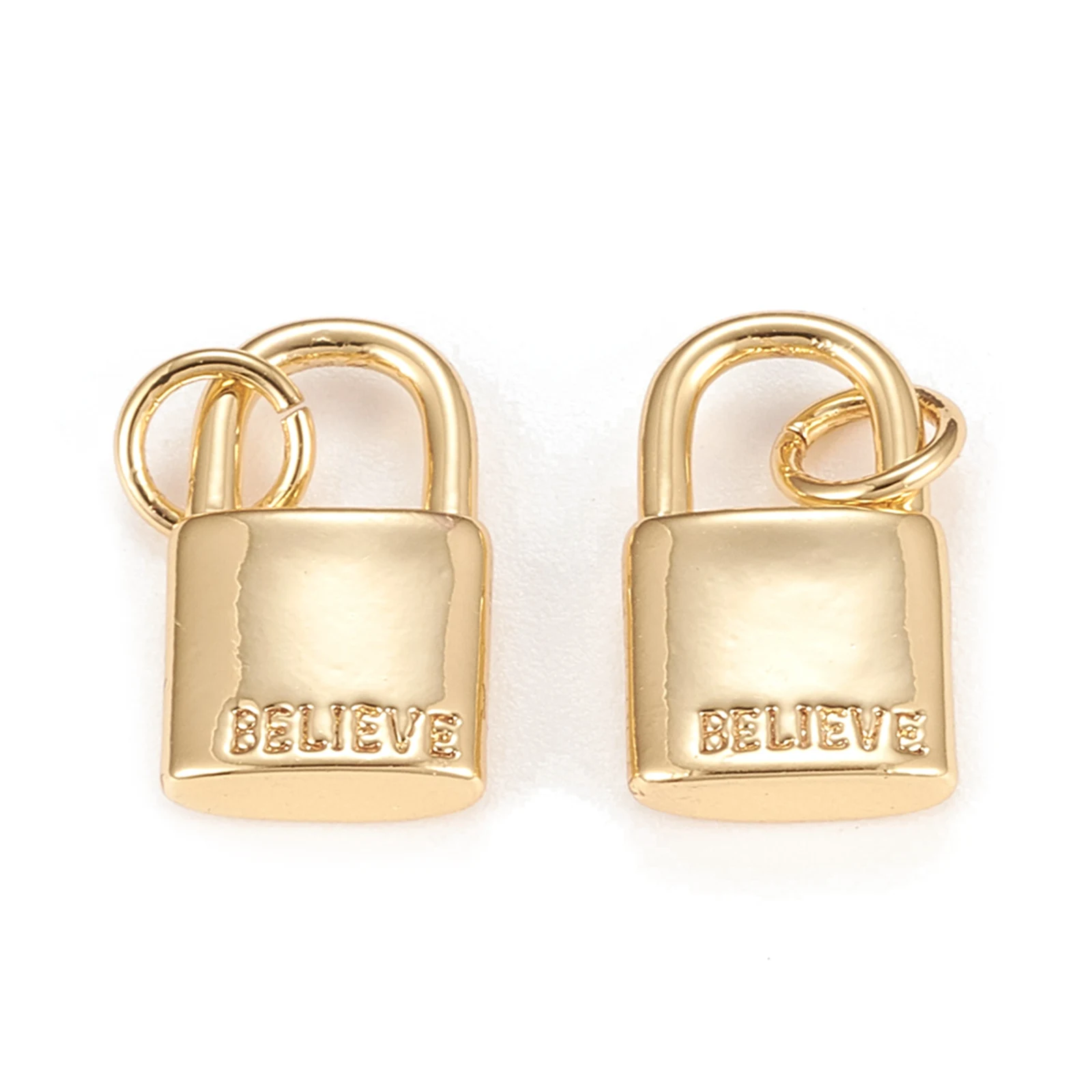 

Pandahall Real 18K Gold Plated Lock with Word Brass Pendants