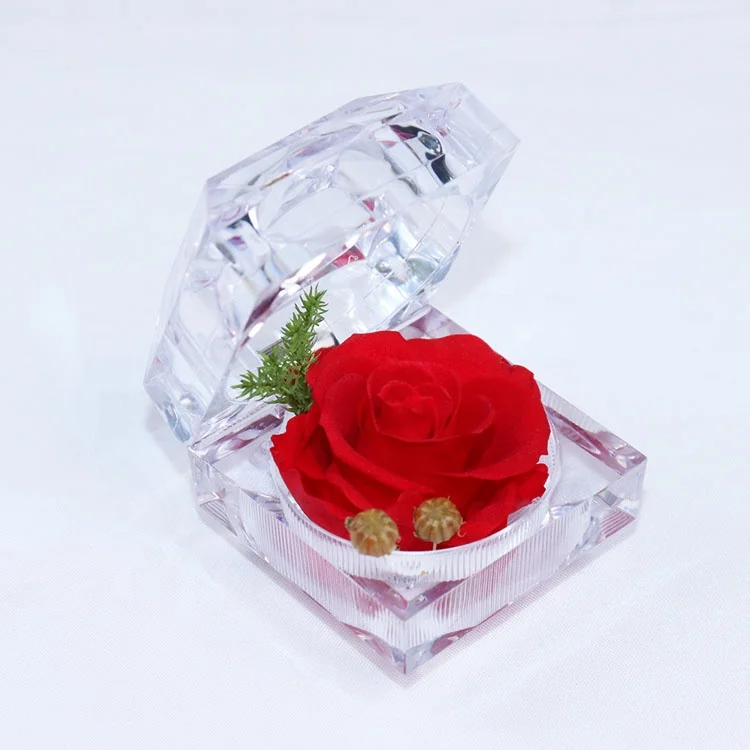 

Wholesale High Quality Low Price Luxury Long Lasting Crystal Preserved Rose Ring Box For Sale, 11 colors