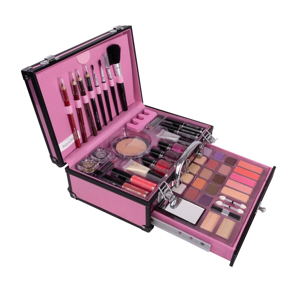 

Multifunction Eyeshadow Palette Cosmetic Gift Kit Aluminum Box Women Matte Lip Gloss Contour Concealer Blush Makeup Brush Set