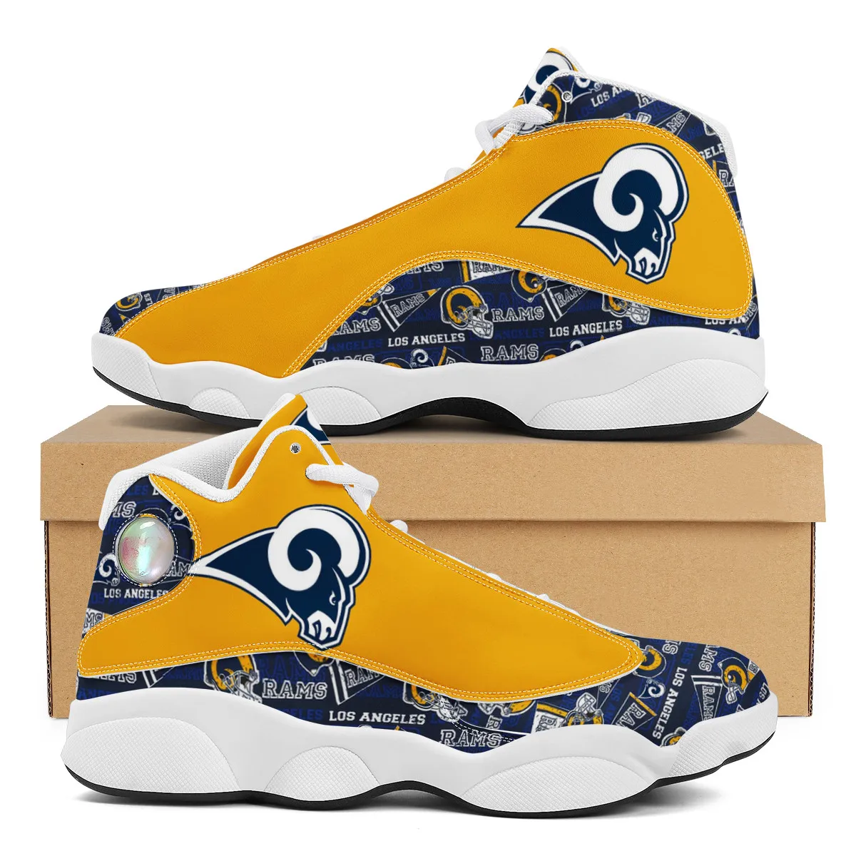 

Wholesale NFL Rams Custom Name Print Logo Design Sport Fashion Sport Sneakers Unisex Breathable Football Team Casual Shoes