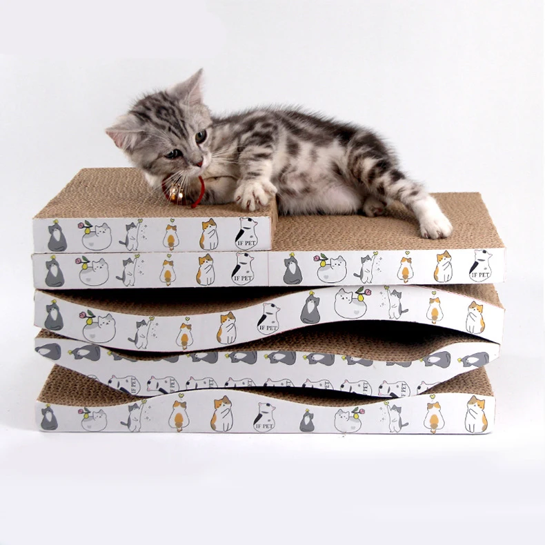 

Factory Wholesale Cat Scratch Pad Scratcher Corrugated Paper Cat Scratching Board Toy, Primary