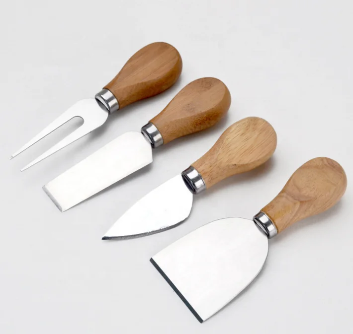

Original Bamboo Handle 4 Pieces Set Cheese Slicer Butter Knives Stainless Steel Cheese Tool set Cutting Knife with Wooden Handle
