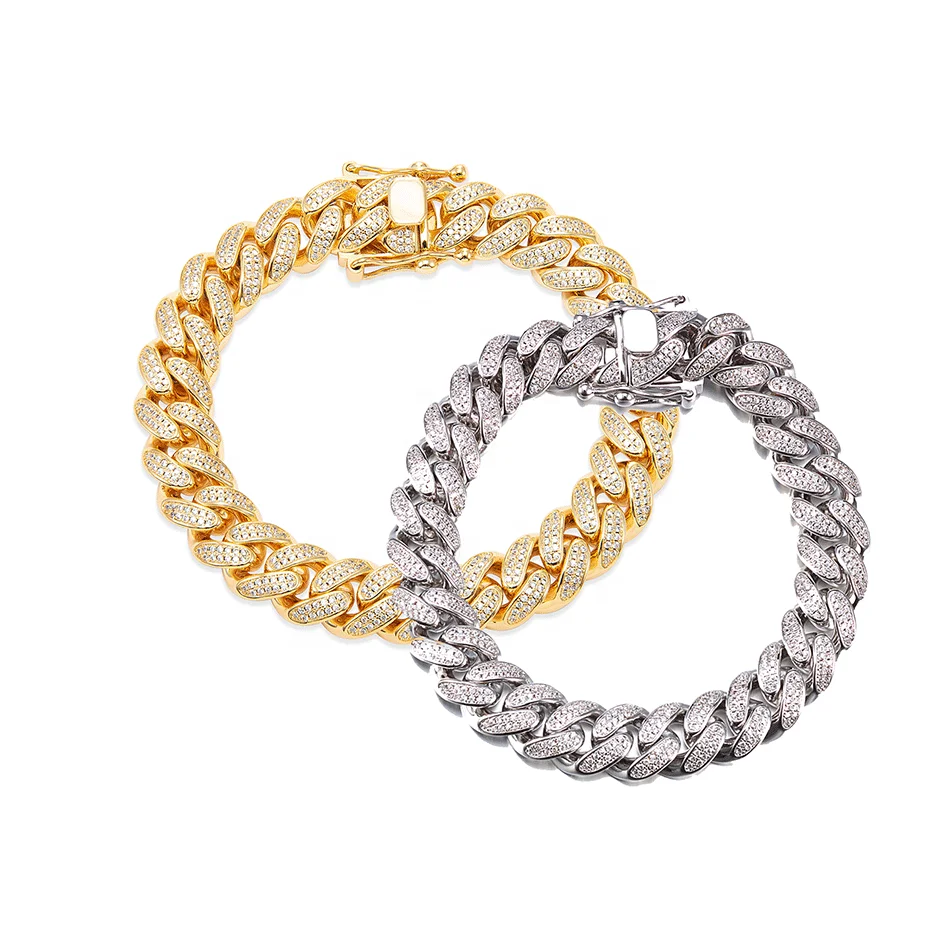 

Hip-top fashion jewelry geometric chain cz 925 S925 sterling silver bangle charm bracelet, Silver color