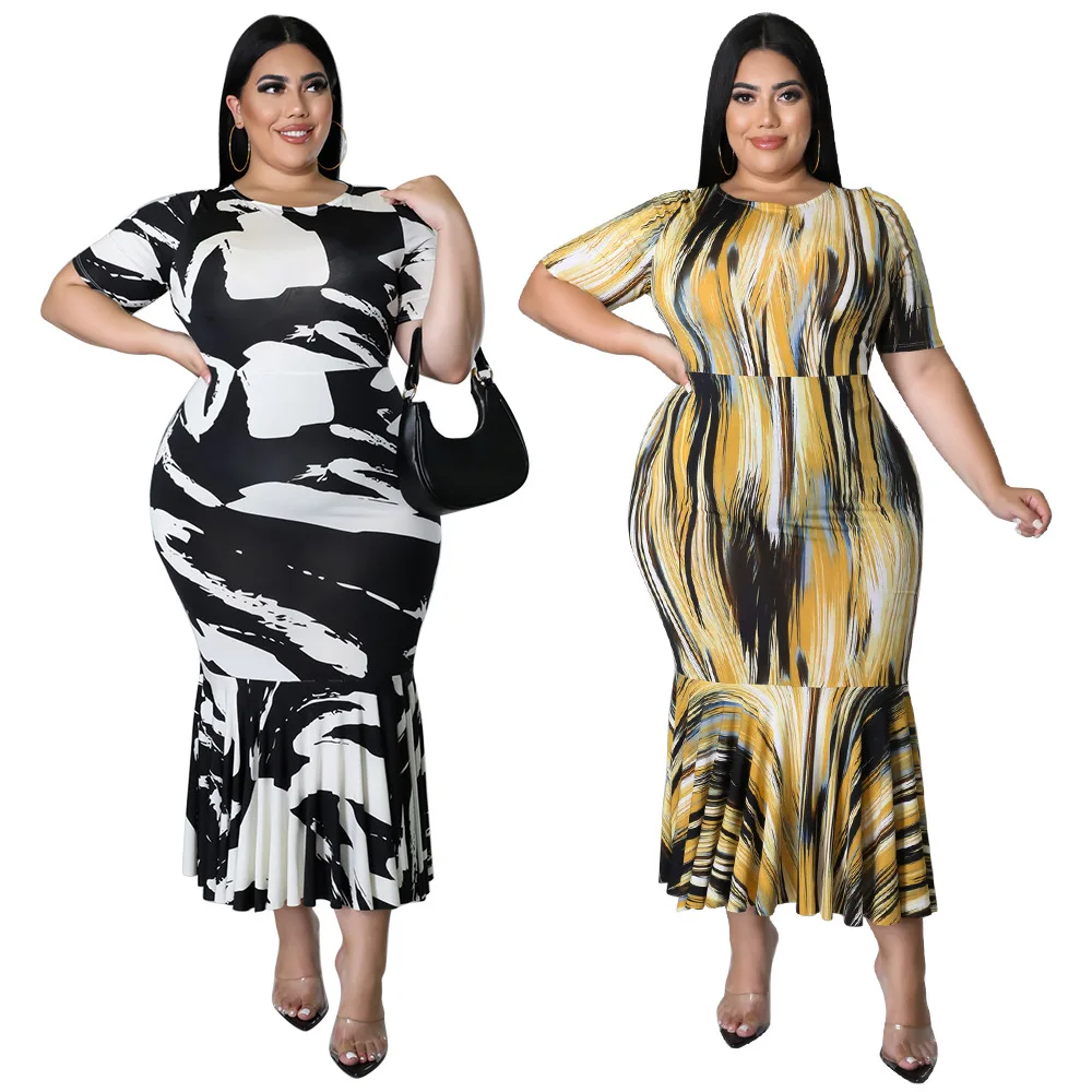 

Drop Shipping Spring 2022 Women Clothes Short Sleeve Casual Bodycon 4Xl Plus Size Dress Women Clothing Plus Size Women'S Dresses, Black,blue,burgundy