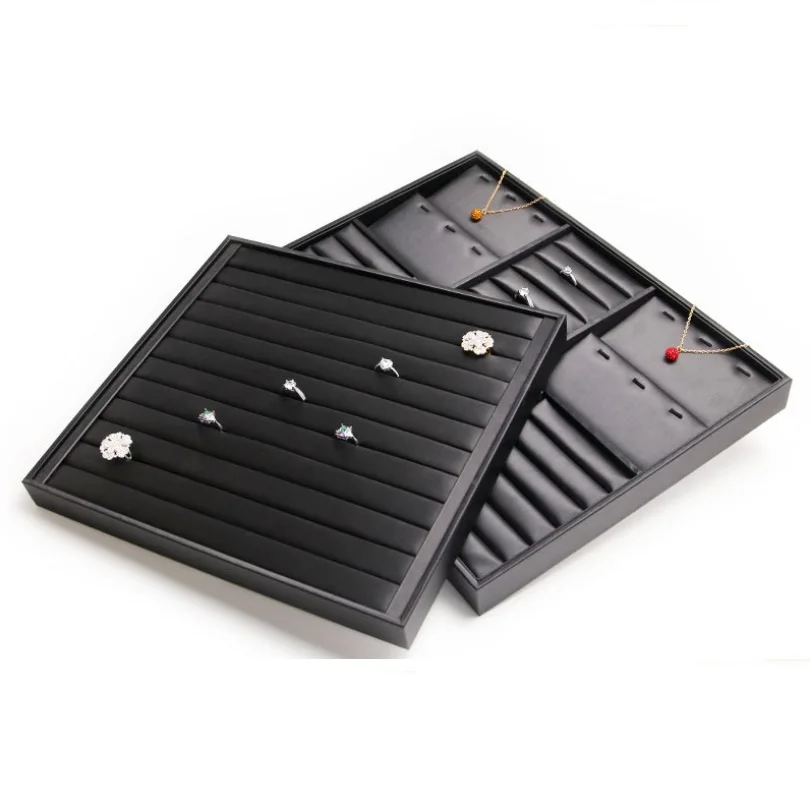 

Black PU leather multi-functional Jewelry ring pendant pallet display tray