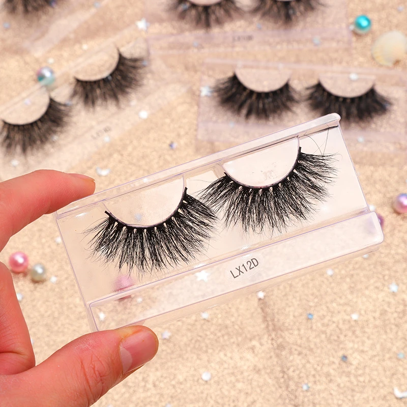 

Best Sell Black Cotton Band 3d Mink Fur Long Thick Lashes 25mm Mink Strip Luxury Private Label 3d Mink Eyelashes