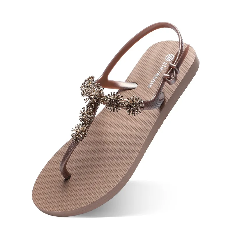 

PVC Beach Rhinestone Strap Ladies Sandals For Women's Sandals, Customized