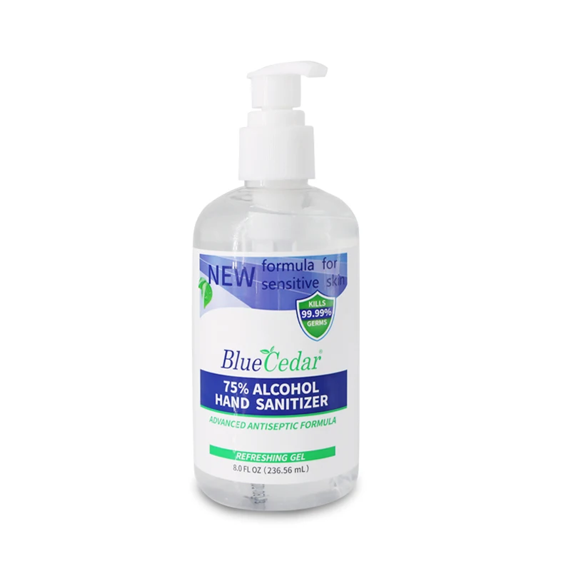

2021 Blue Cedar 8oz easy carry waterless custom hand sanitzer