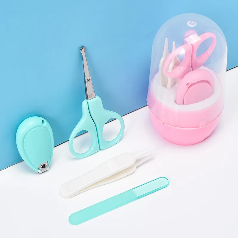 

Wholesale 5-piece Baby Grooming Set Plastic Blue Pink Children's Nail Clippers Set Care Baby Nail Kit, Blue pink green