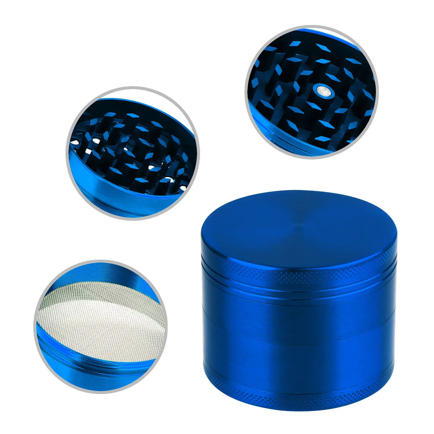 

High End  Zinc Alloy 4 Parts Weed Grinder Factory Price 6Colors Herb Grinder, As pictures