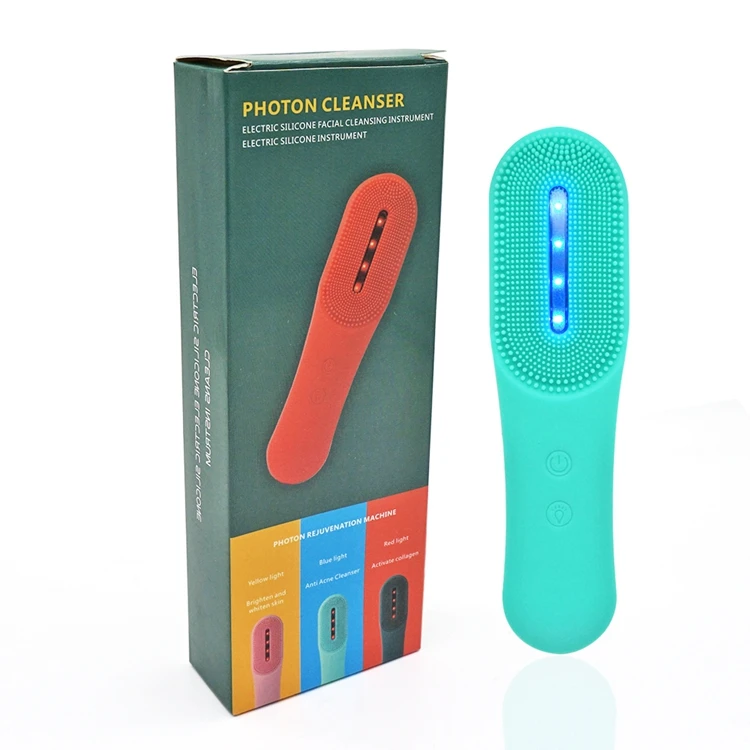 Electric Waterproof Photon Led Light Therapy Silicone Facial Cleansing