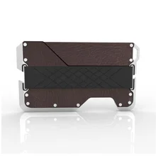 Тонкий металлический кожаный бумажник минималистский RFID блок алюминиевый держатель кредитной карты кошелек с силиконовым наличный ремень