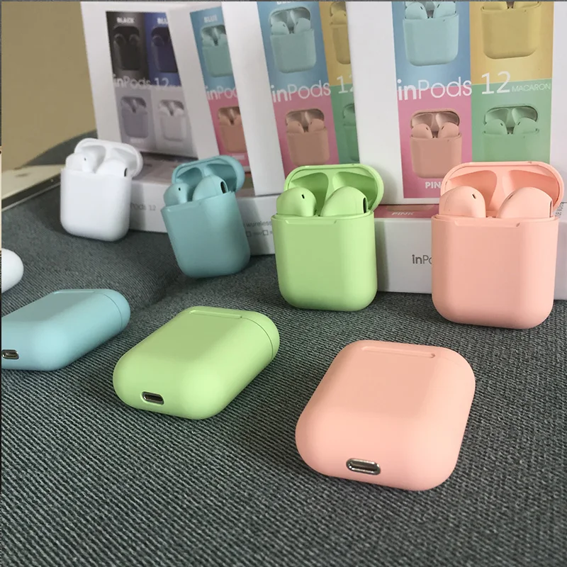 

Inpods 12 Frosted Feel Touch Control Pop up Window Connection TWS 5.0 Stereo Mini Wireless Blueteeth Earphone For iPhone Android, Black/white/blue/pink/green/yellow/gray
